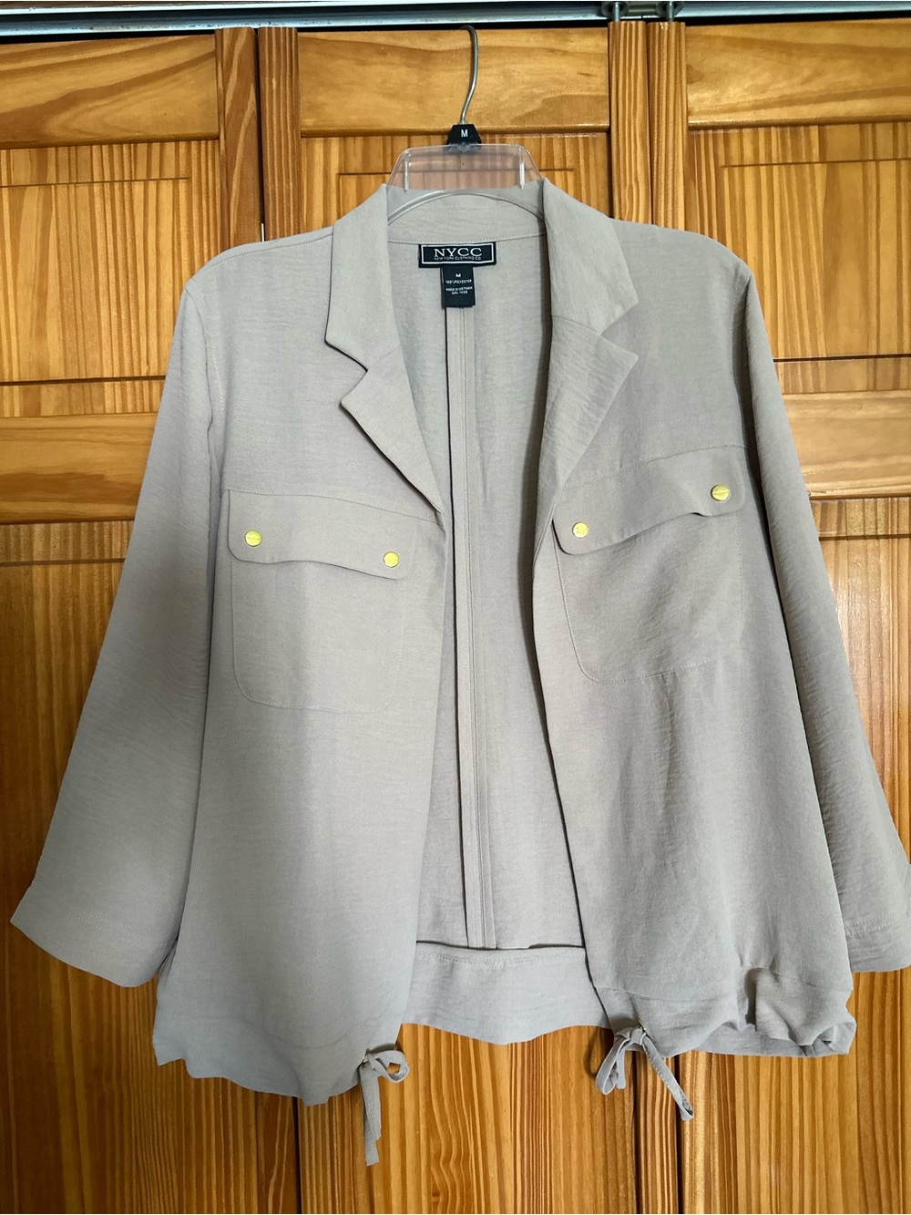 New York & Company Beige Drawstring Utility Jacket - size M